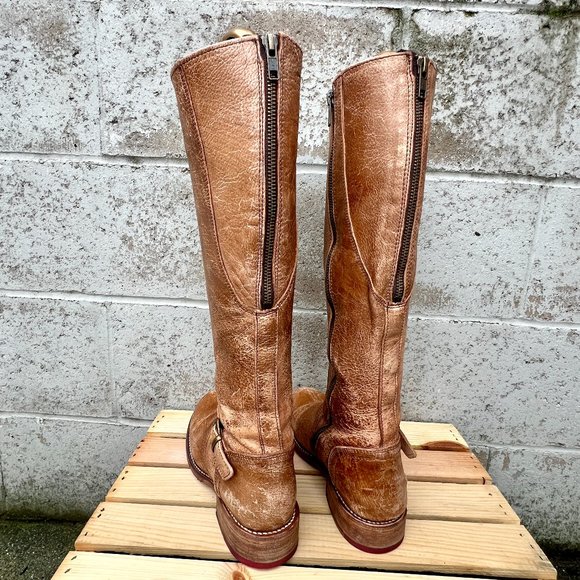BedStu Glaye Tan Rustic Leather Tall Riding Boots Size 7 - Picture 5 of 7
